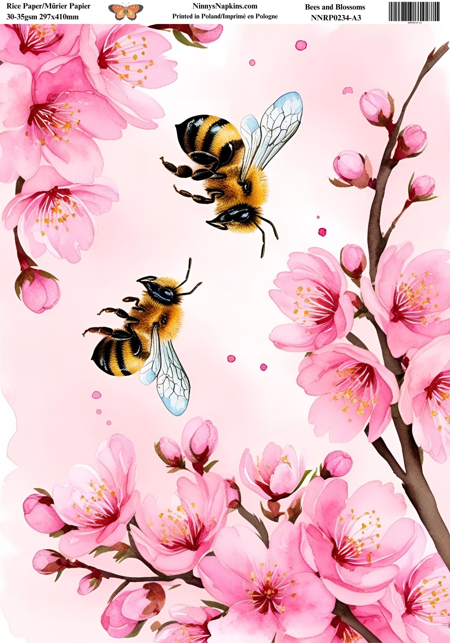 Decoupage Rice Paper - Bees