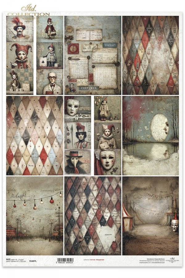 Decoupage Rice Paper - Carnival, MasqueradeA3