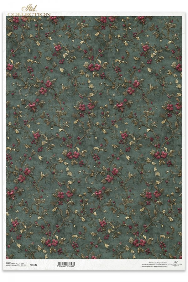 Decoupage Rice Paper - Christmas FlowersA3