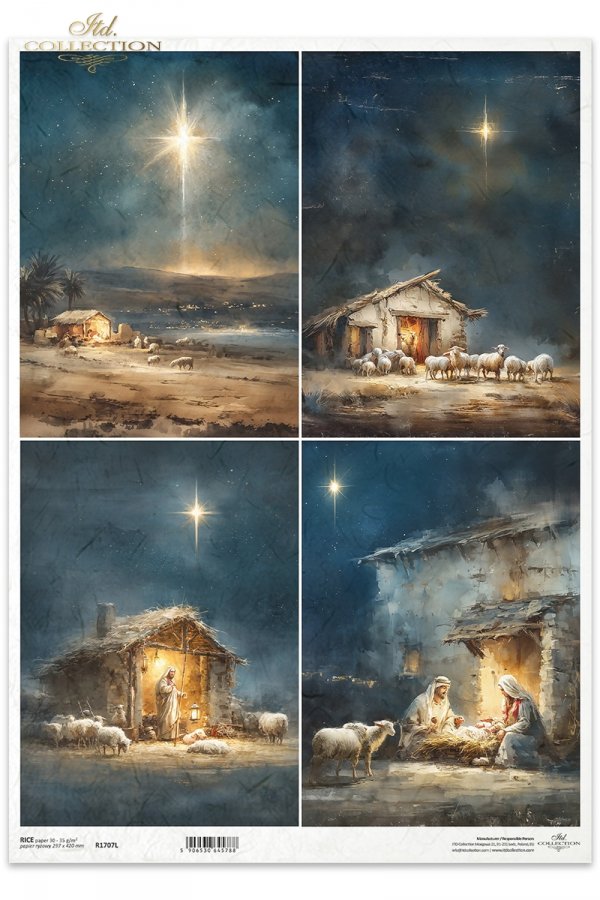 Decoupage Rice Paper - Christmas, MangerA3