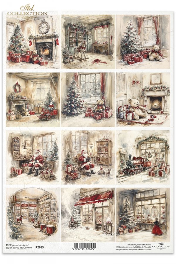 Decoupage Rice Paper - Christmas Toy Store (Special Pre-Order)A4