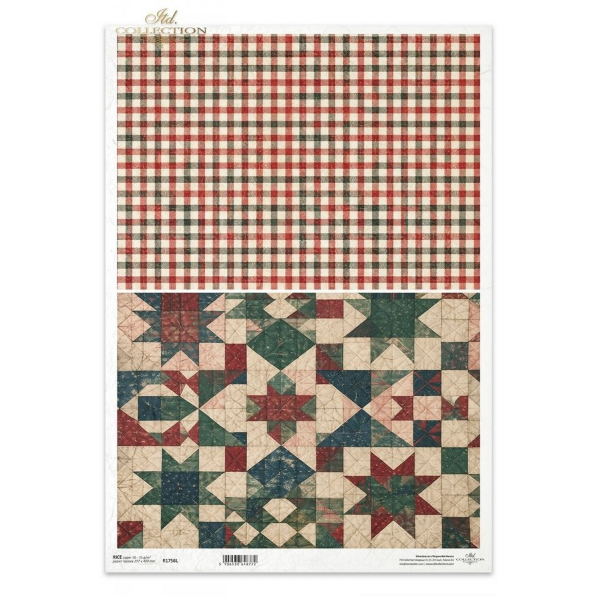 Decoupage Rice Paper - Country Christmas, QuiltA3