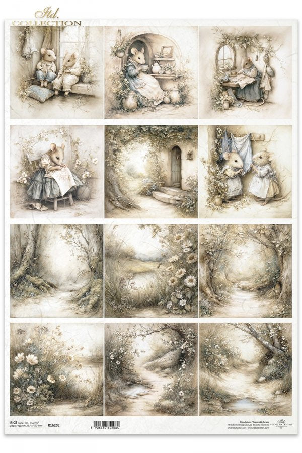 Decoupage Rice Paper - Mice IVA3