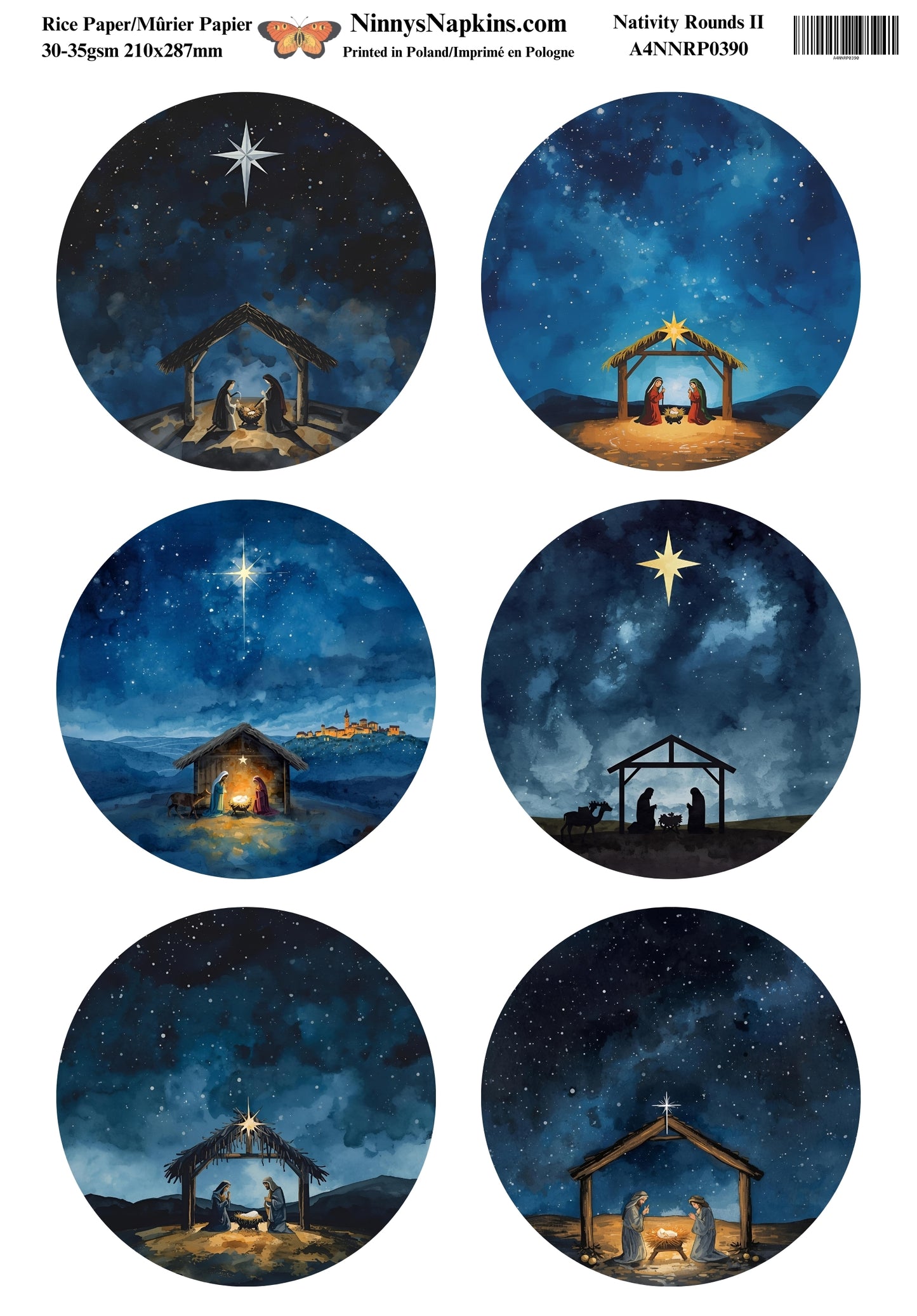 Decoupage Rice Paper - Nativity Rounds II (Pre-Order)