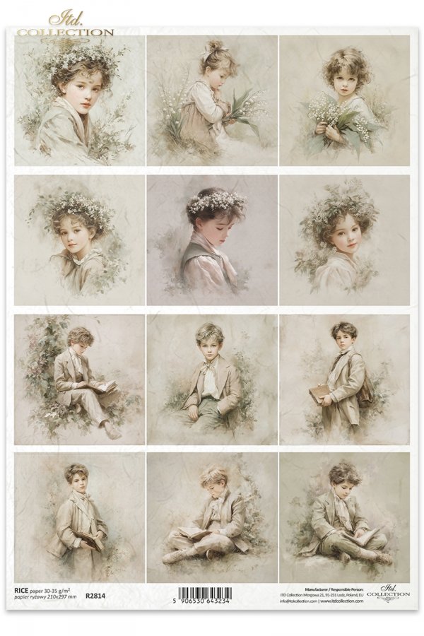 Decoupage Rice Paper - Vintage Children