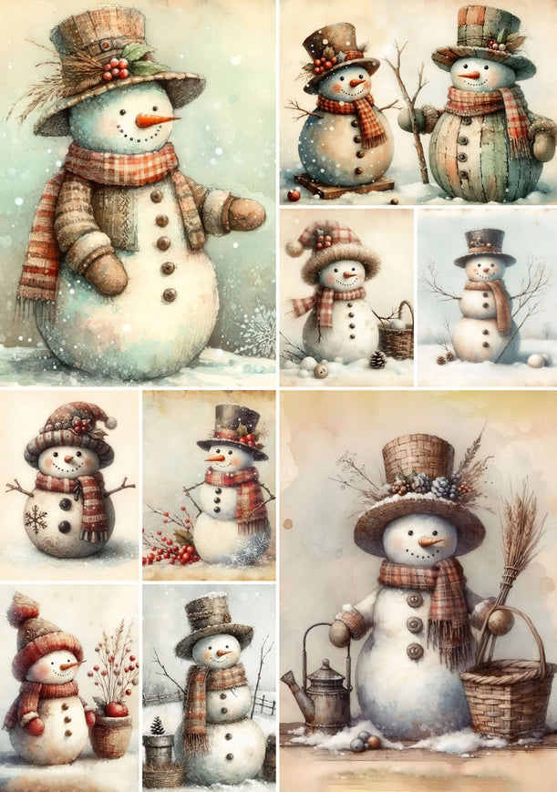 Decoupage Rice Paper A4 - Lovely Snowman