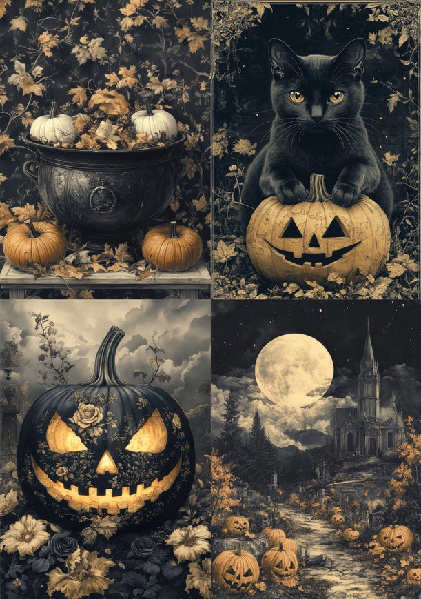 Decoupage Rice Paper A4 - Midnight Pumpkins