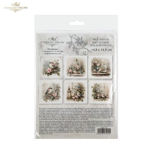 Decoupage Rice Paper Mini Set - Garden Birds