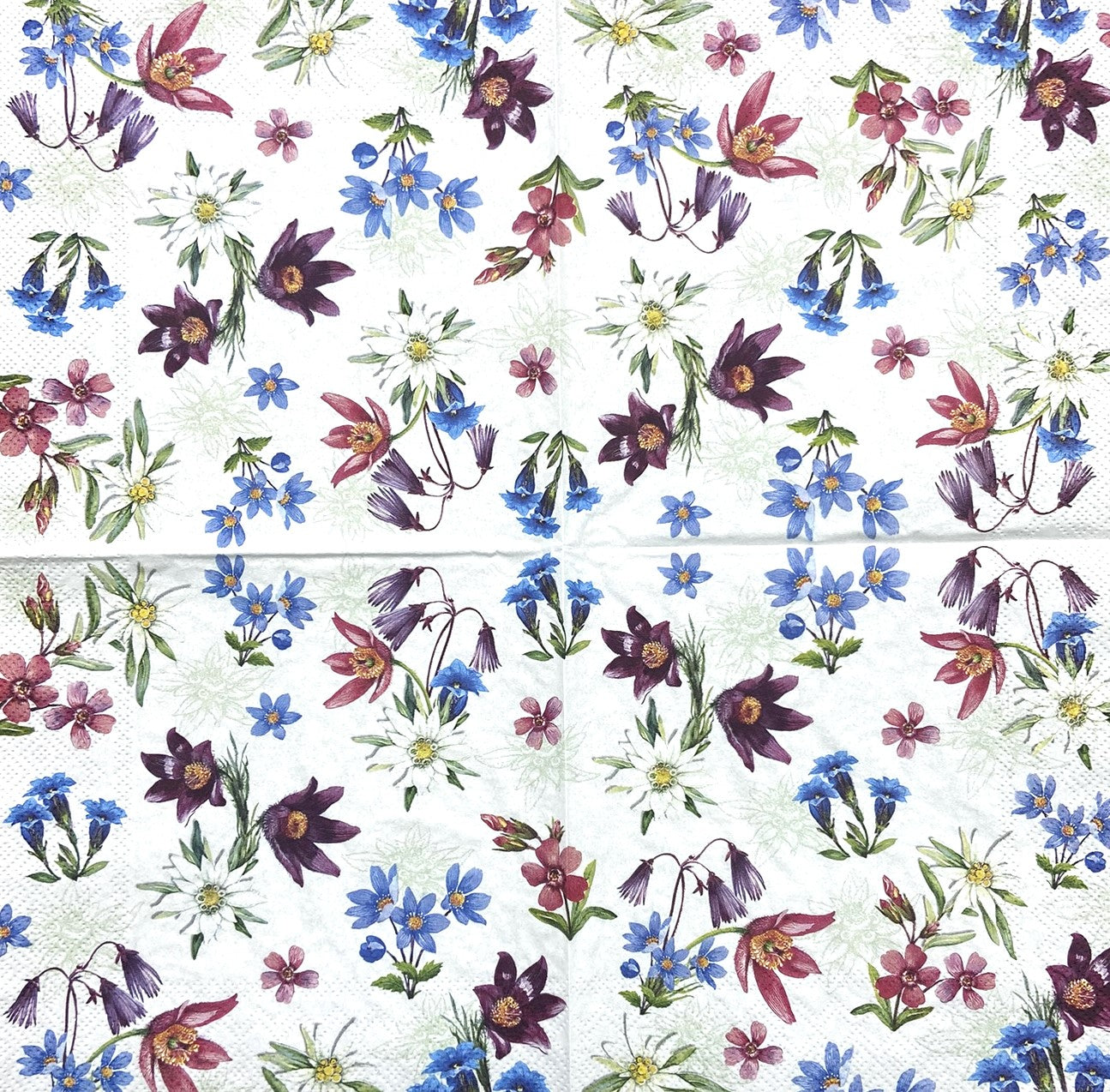 Decoupage napkins 6.5" (2pcs)- Alpine Flowers
