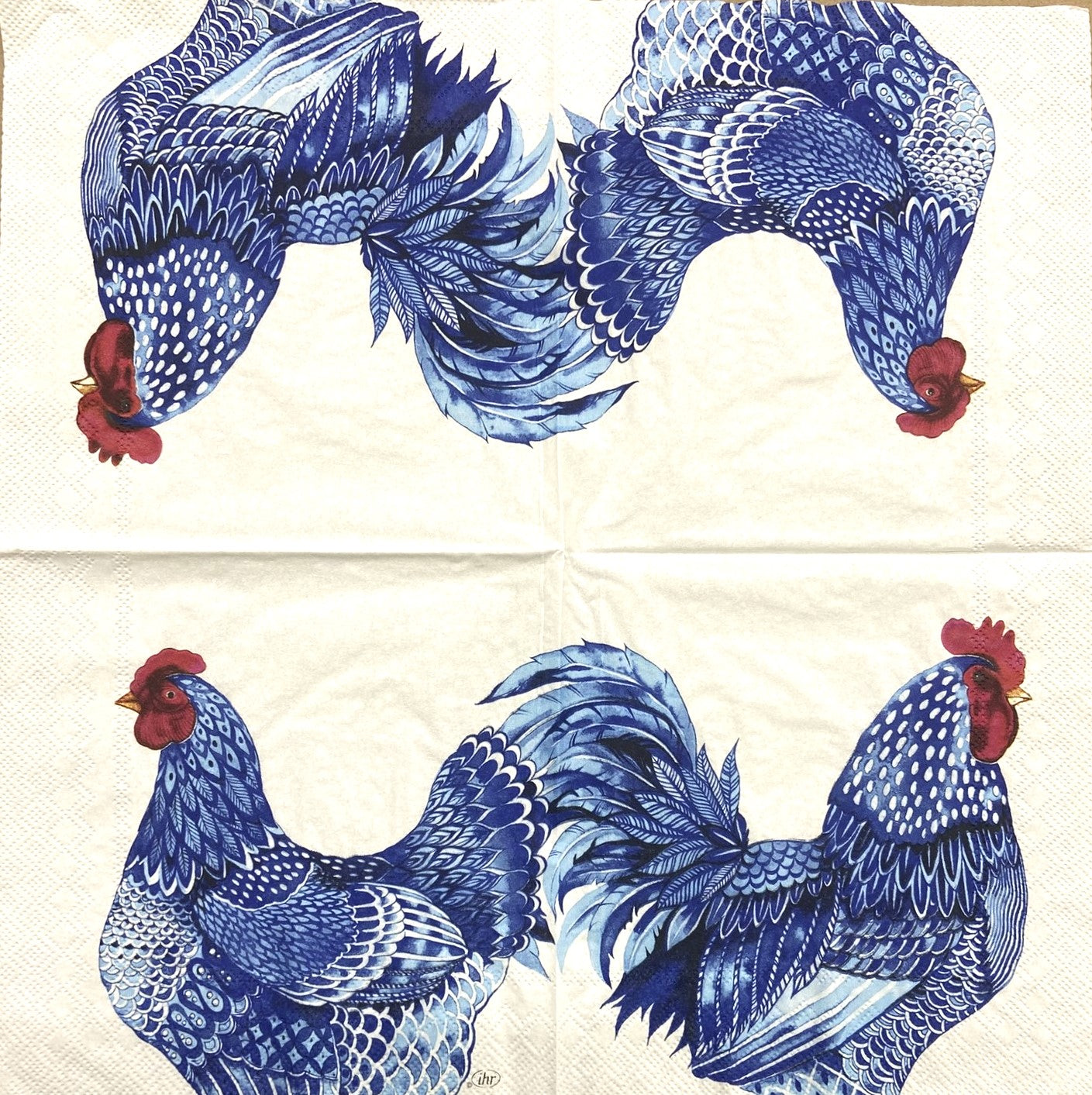 Decoupage napkins 6.5" (2pcs)- Blue Plumage