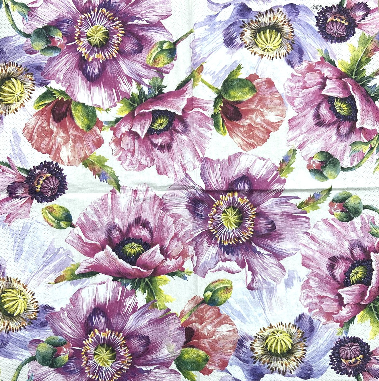 Decoupage napkins 6.5" (2pcs)- Graceful Poppy Cream