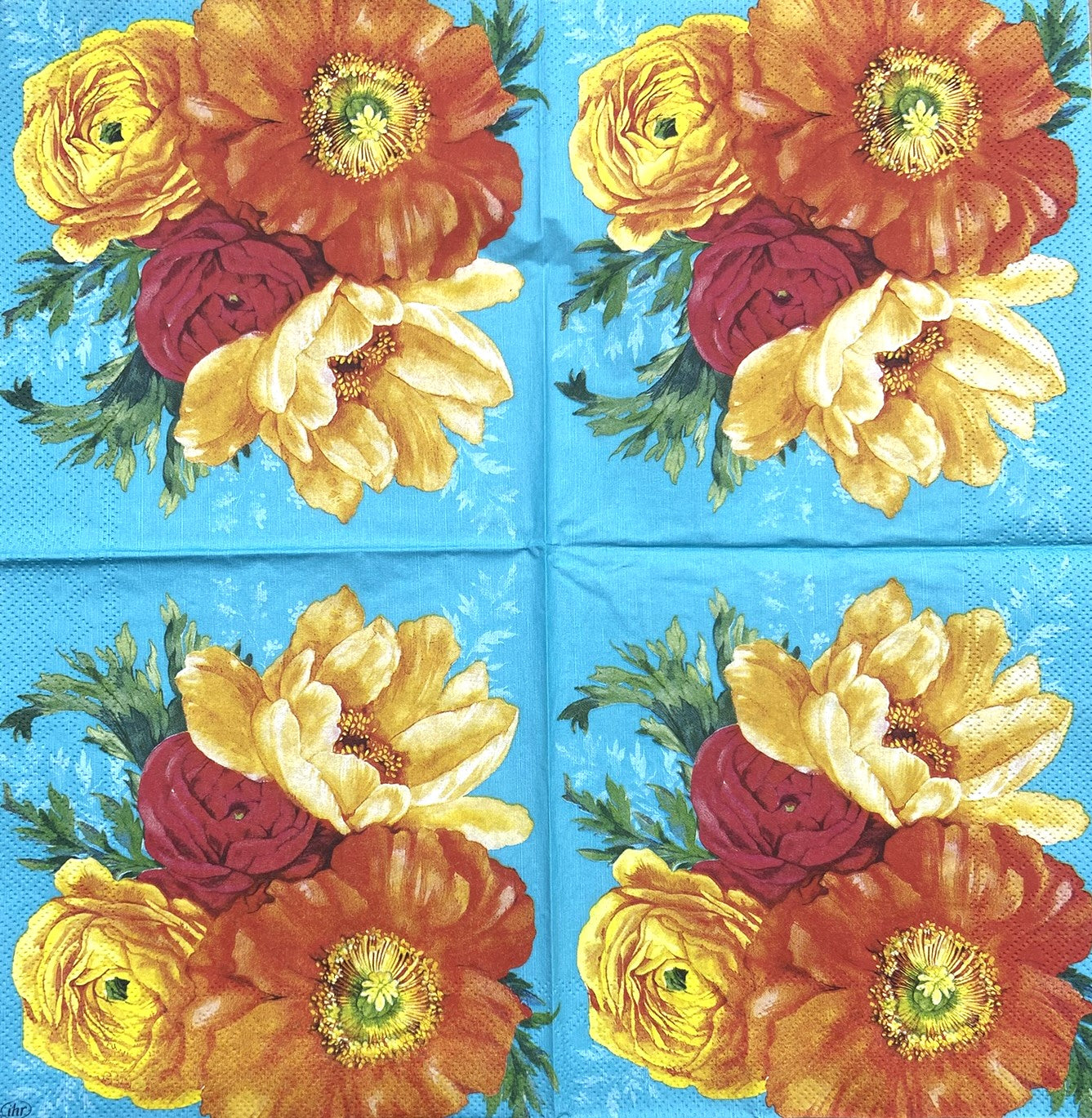 Decoupage napkins 6.5" (2pcs)- Joni Turquoise