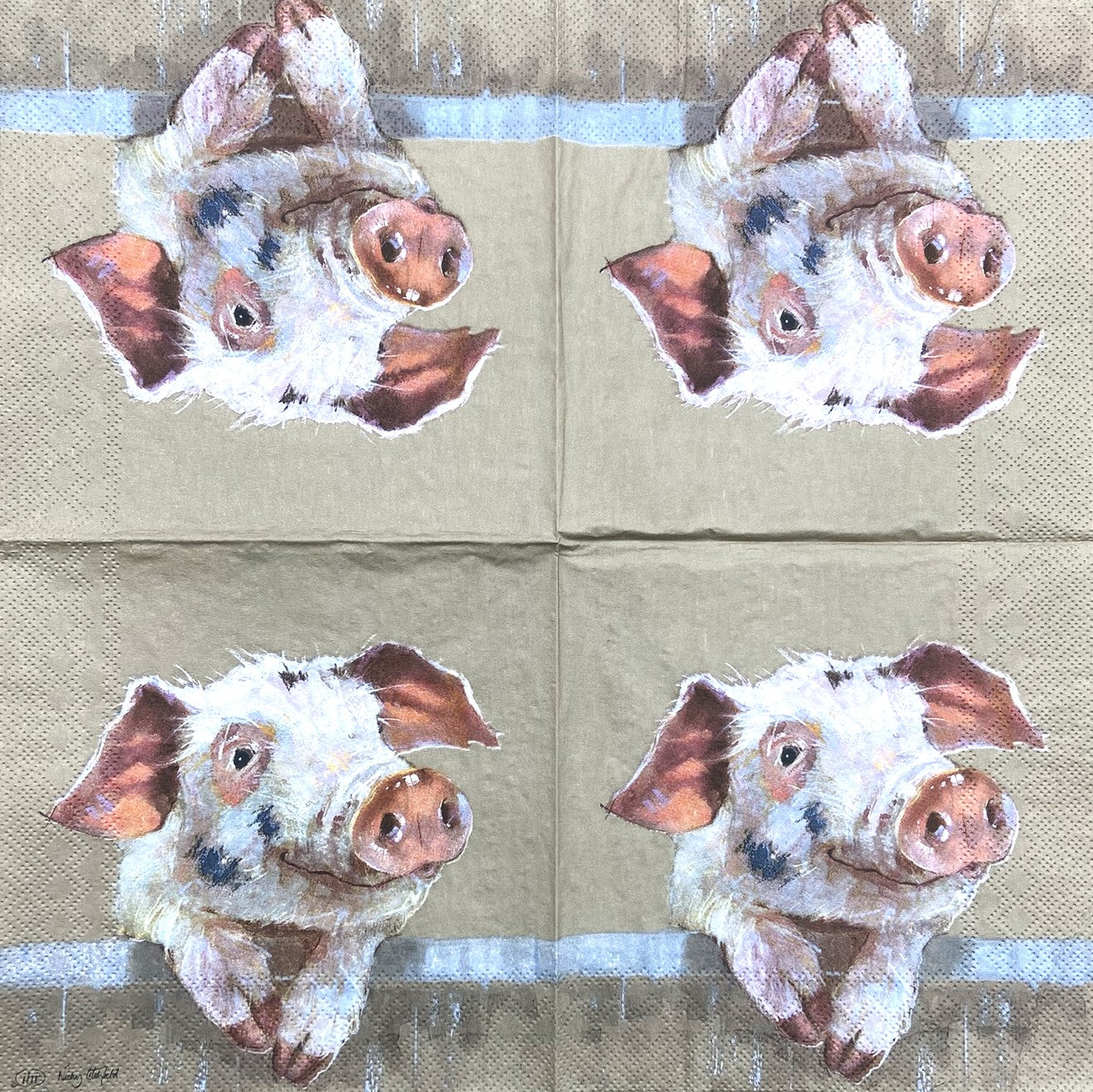 Decoupage napkins 6.5" (2pcs)- Pig Ruffy