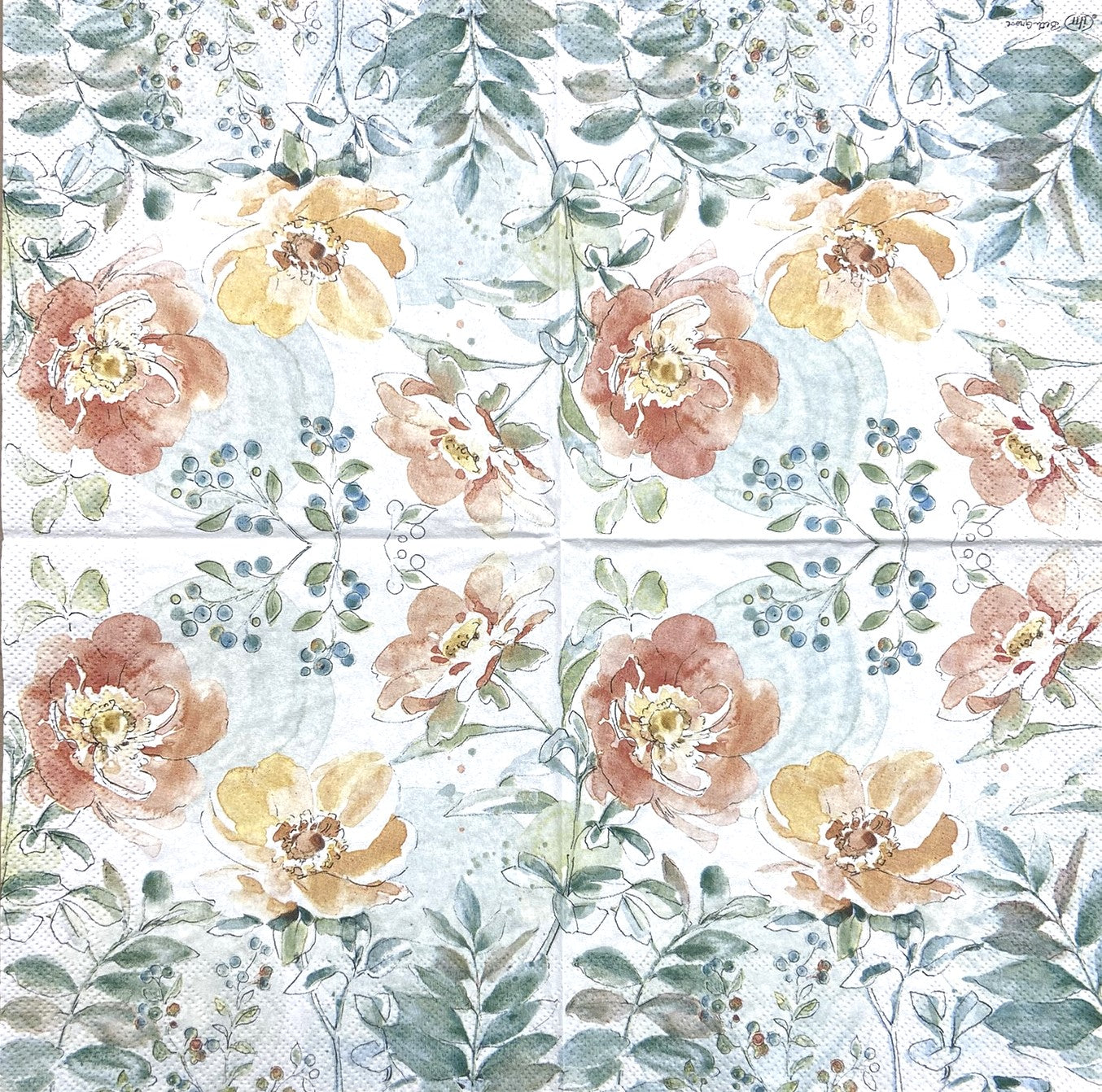 Decoupage napkins 6.5" (2pcs)- Soft Petal Flowers