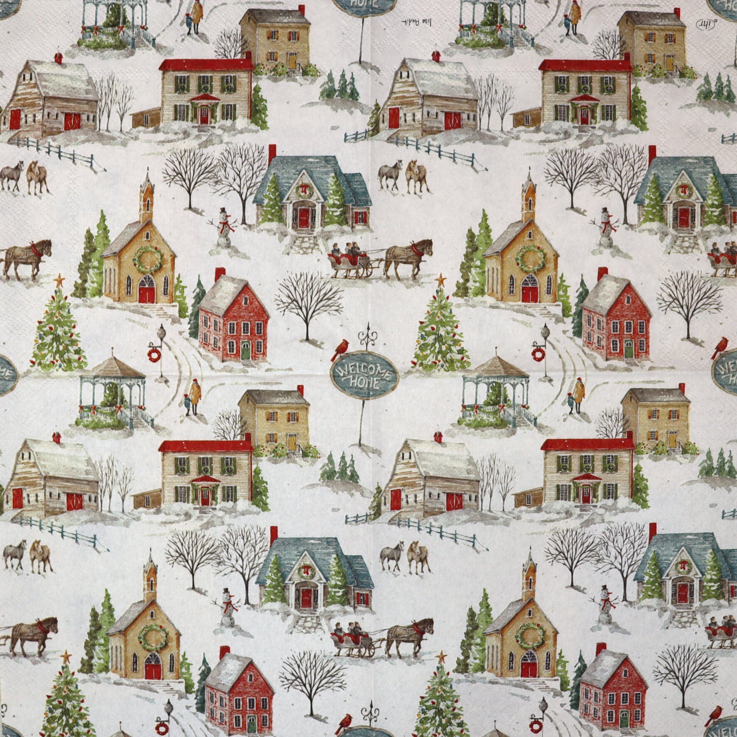 Decoupage Napkins 6.5" - Snowy Village