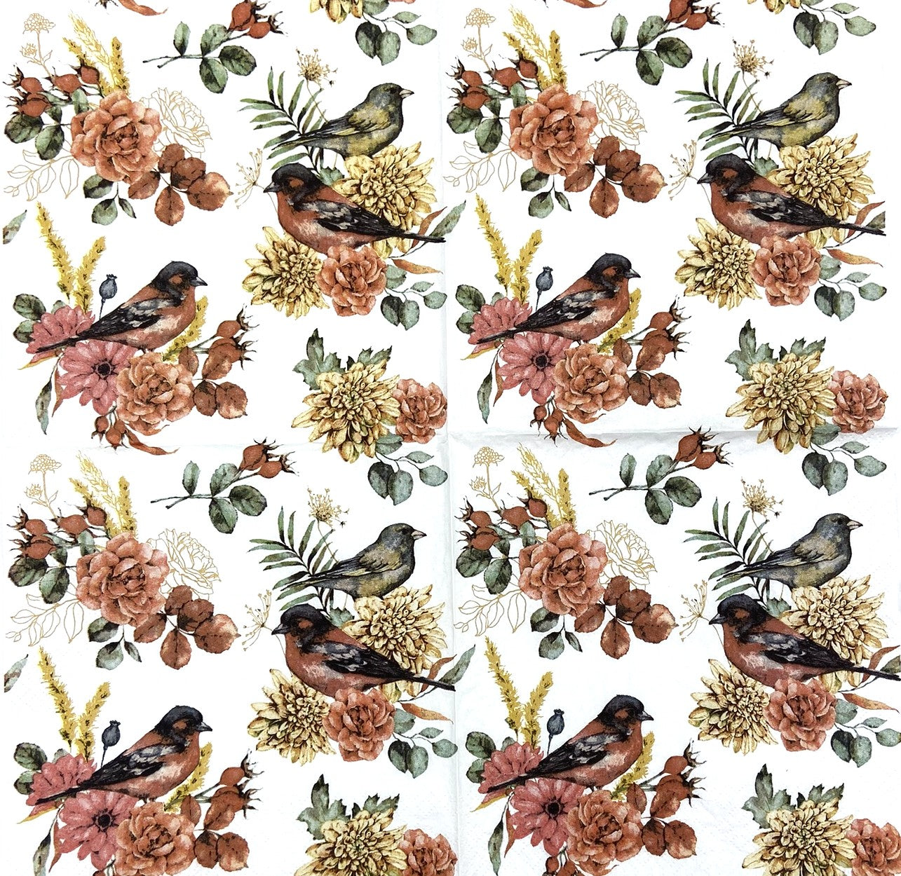 Decoupage Napkins, Lunch 6.5" (2pcs)- Bird Song Fall