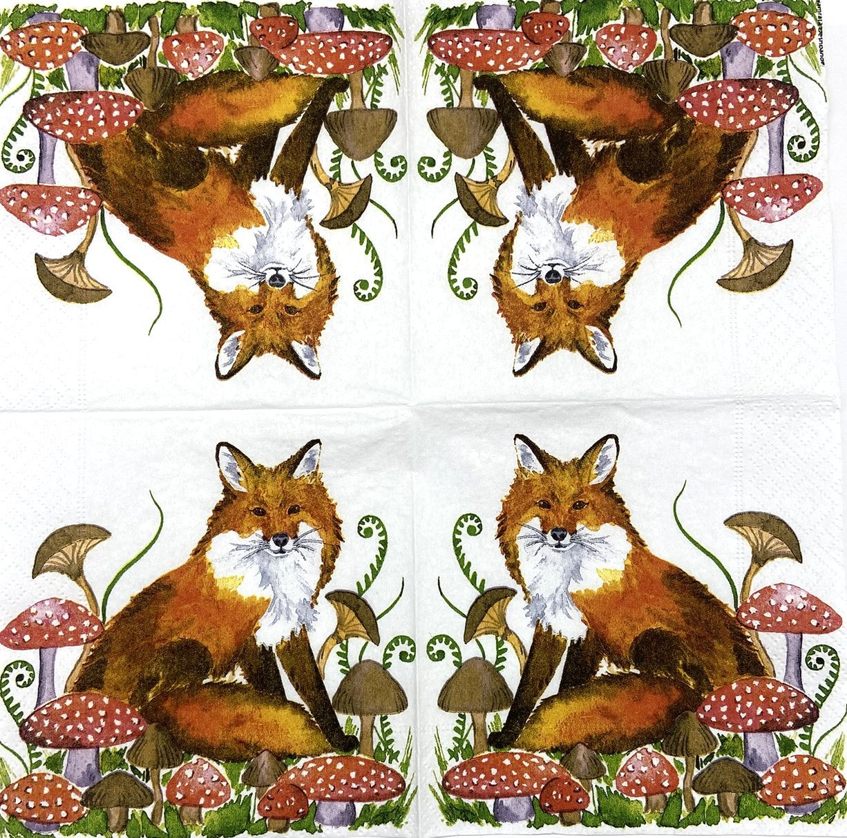 Decoupage Napkins 5" (2pcs)- Fox & Mushrooms Fall