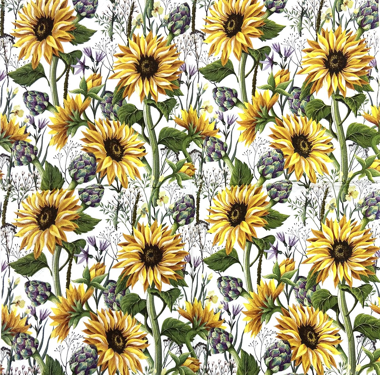 Decoupage Napkins, Lunch 6.5" (2pcs)- Sunflower Meadows