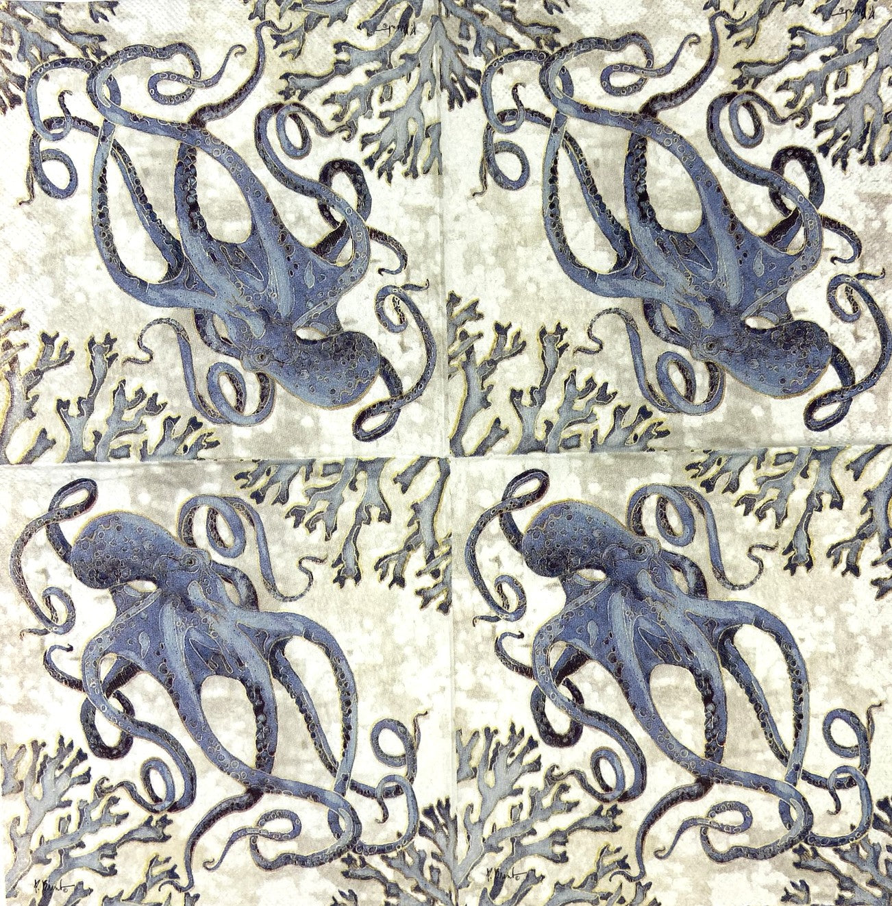 Decoupage Napkins 5" (2pcs)- Playa Octopus-Coastal