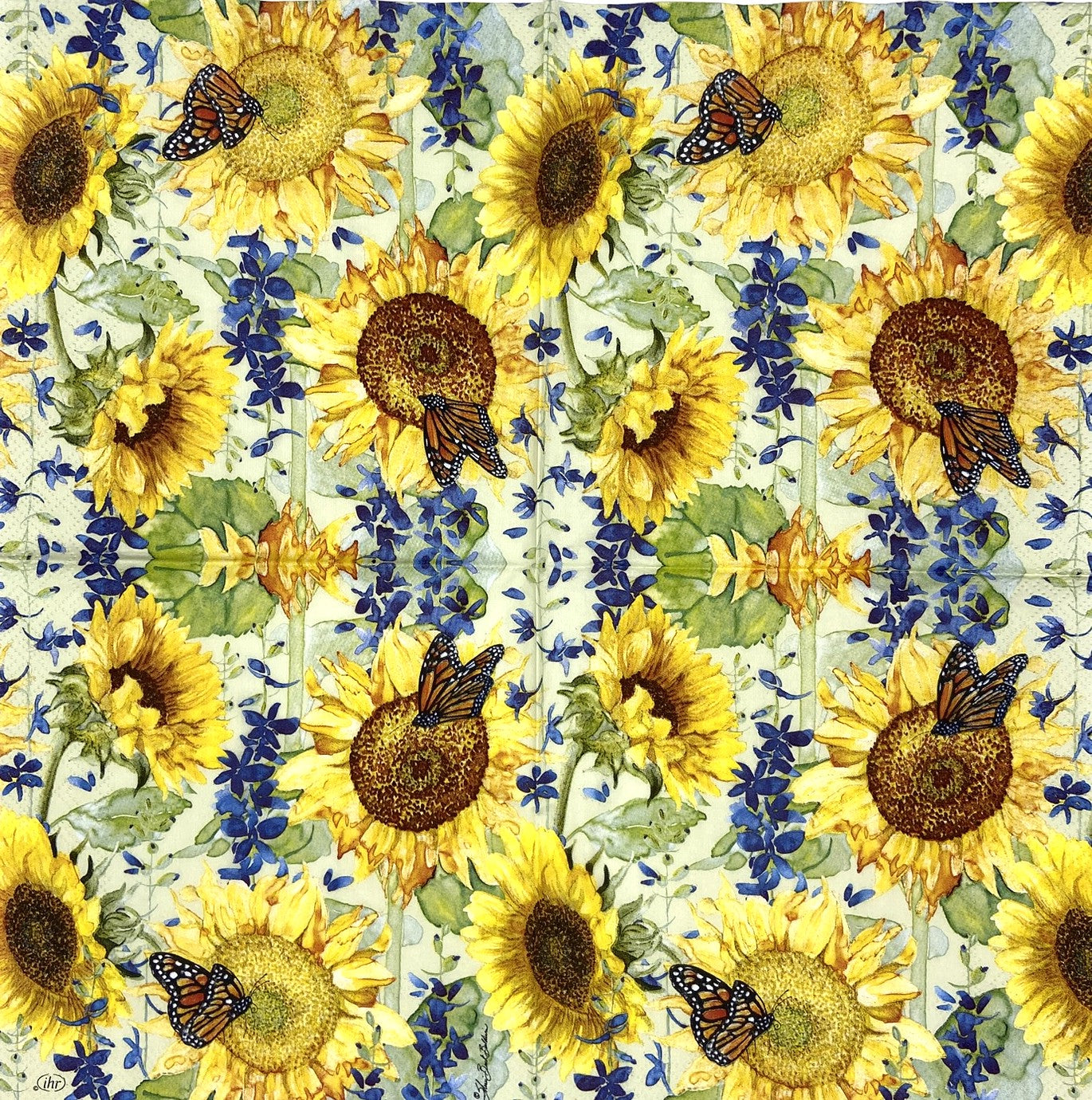 Decoupage Napkins, Lunch 6.5" (2pcs)- Sunflower & Larkspur