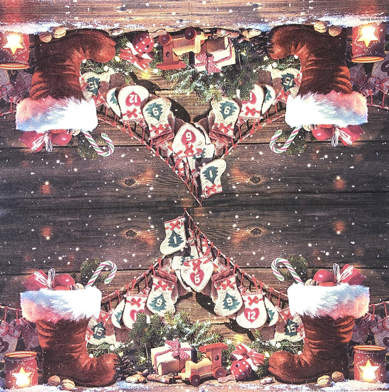 Decoupage Napkins 6.5" (2pcs)- Gifts in Boot