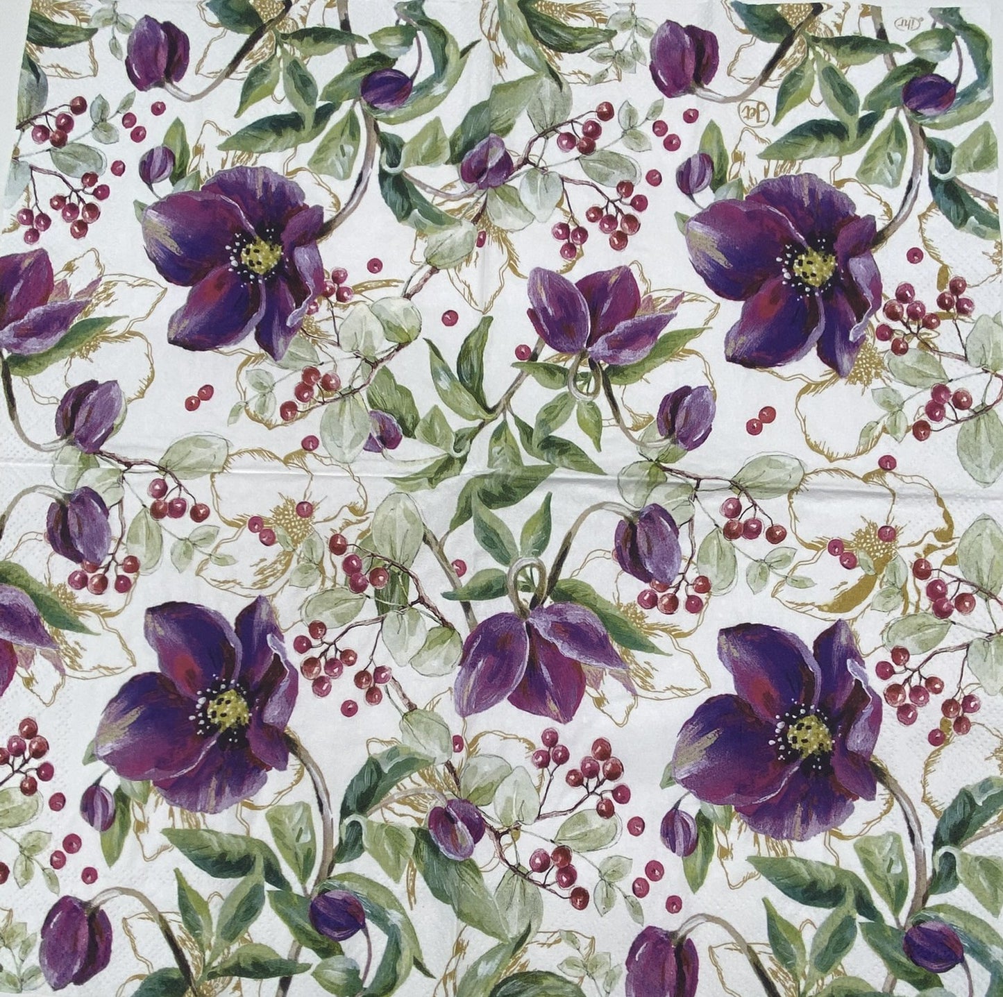 Decoupage Napkins 6.5" (2pcs)- Rose Noel