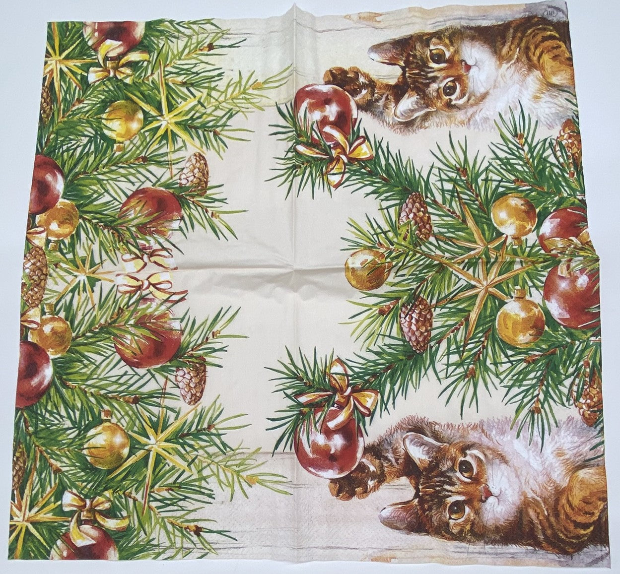 Decoupage Napkins 6.5" (2pcs)- Christmas Cat