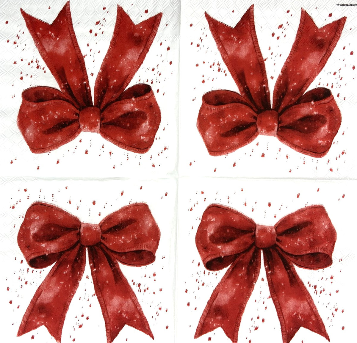 Decoupage Napkins 6.5" (2pcs)- Fancy Bow Red