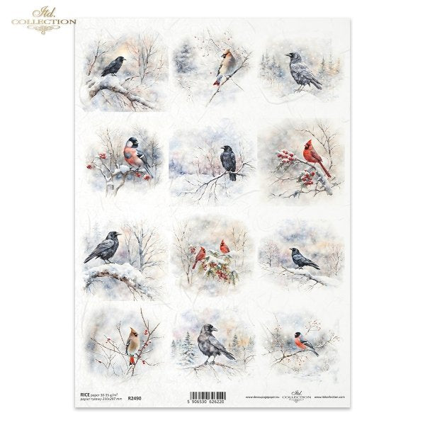 ITD Collection A4 Rice Paper - Winter Birds II R2490