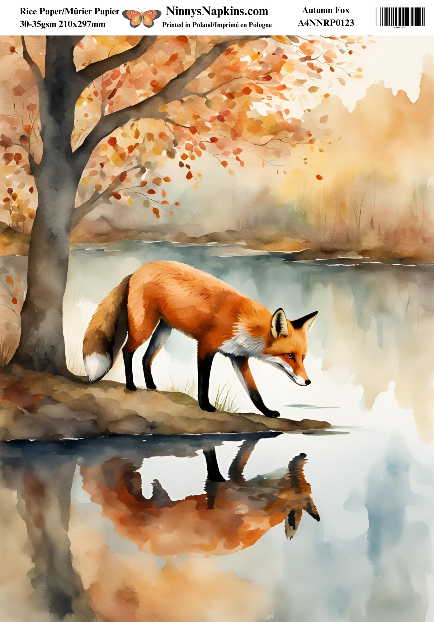 Ninny's Decoupage Rice Paper - Autumn Fox