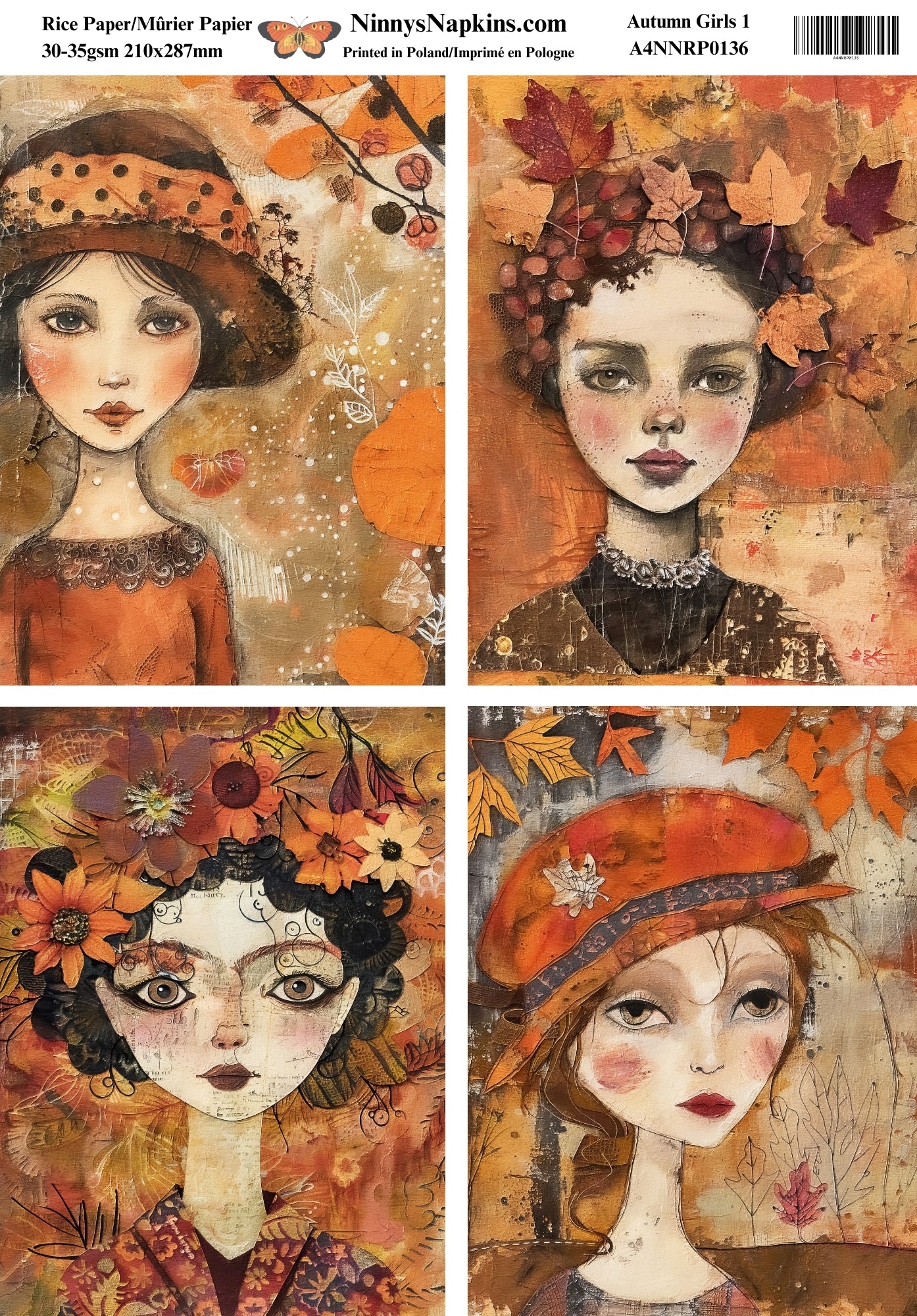 Ninny's Decoupage Rice Paper - Autumn Girls 1
