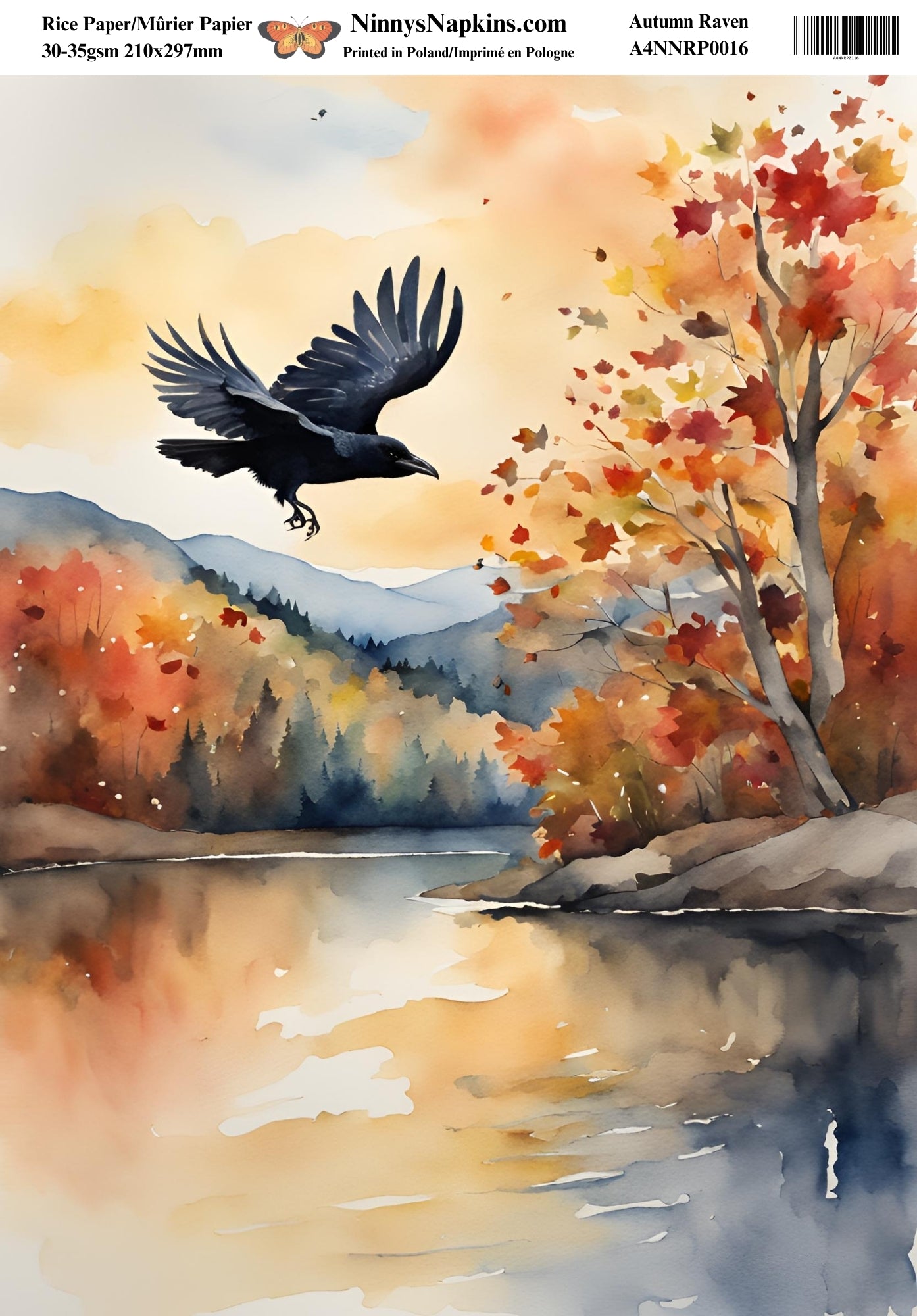 Ninny's Decoupage Rice Paper - Autumn Raven