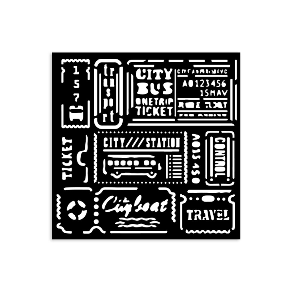 Stamperia 12cm x 12cm Stencil - Art of Travelling, Tickets