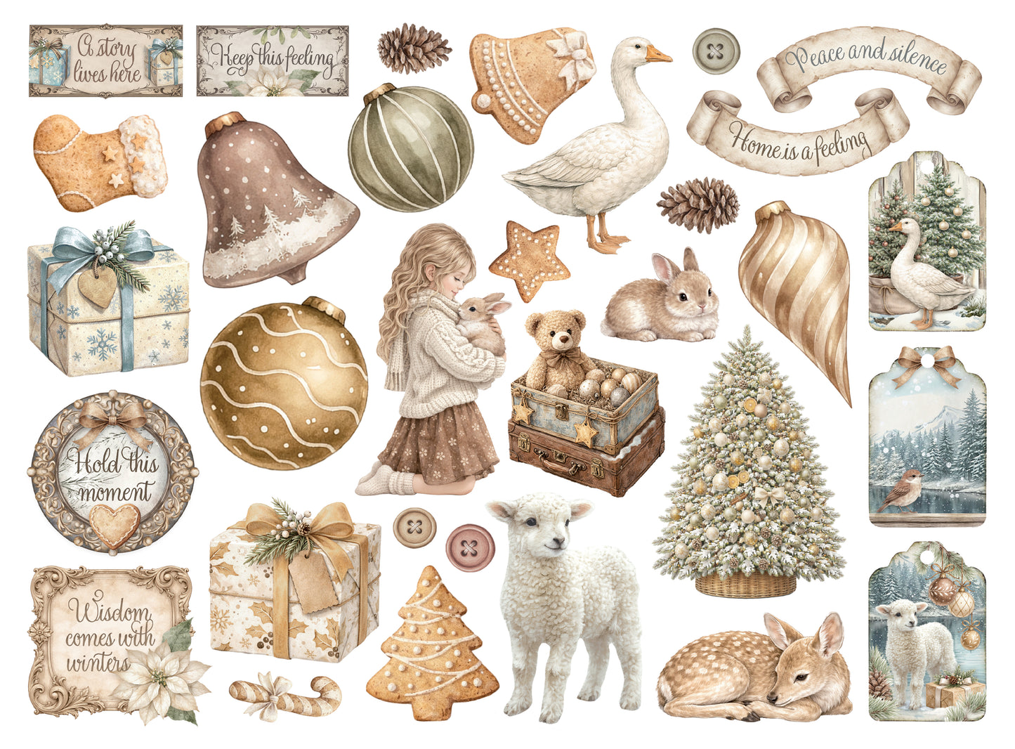 Stamperia Assorted Die Cuts - White Christmas