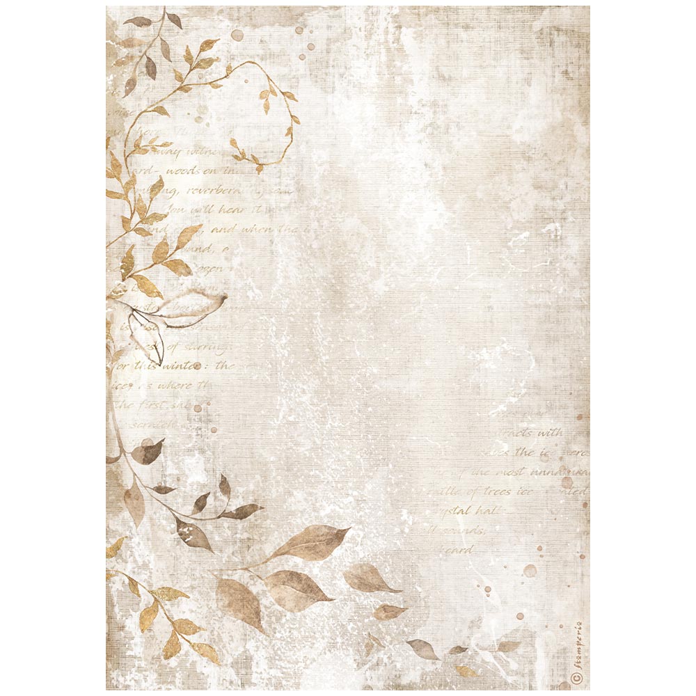 Stamperia Rice Paper A4 - Create Happiness Dewdrops, Leaves