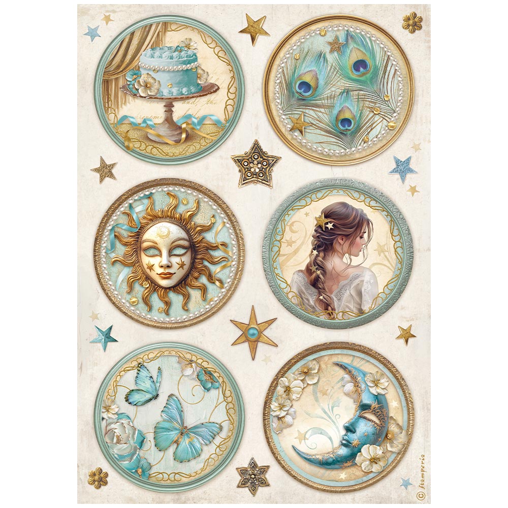 Stamperia Rice Paper A4 - Masquerade 6 Rounds