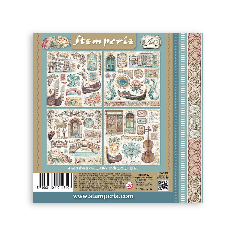 Stamperia Sticker Album 4 Sheets - Venice City of Art