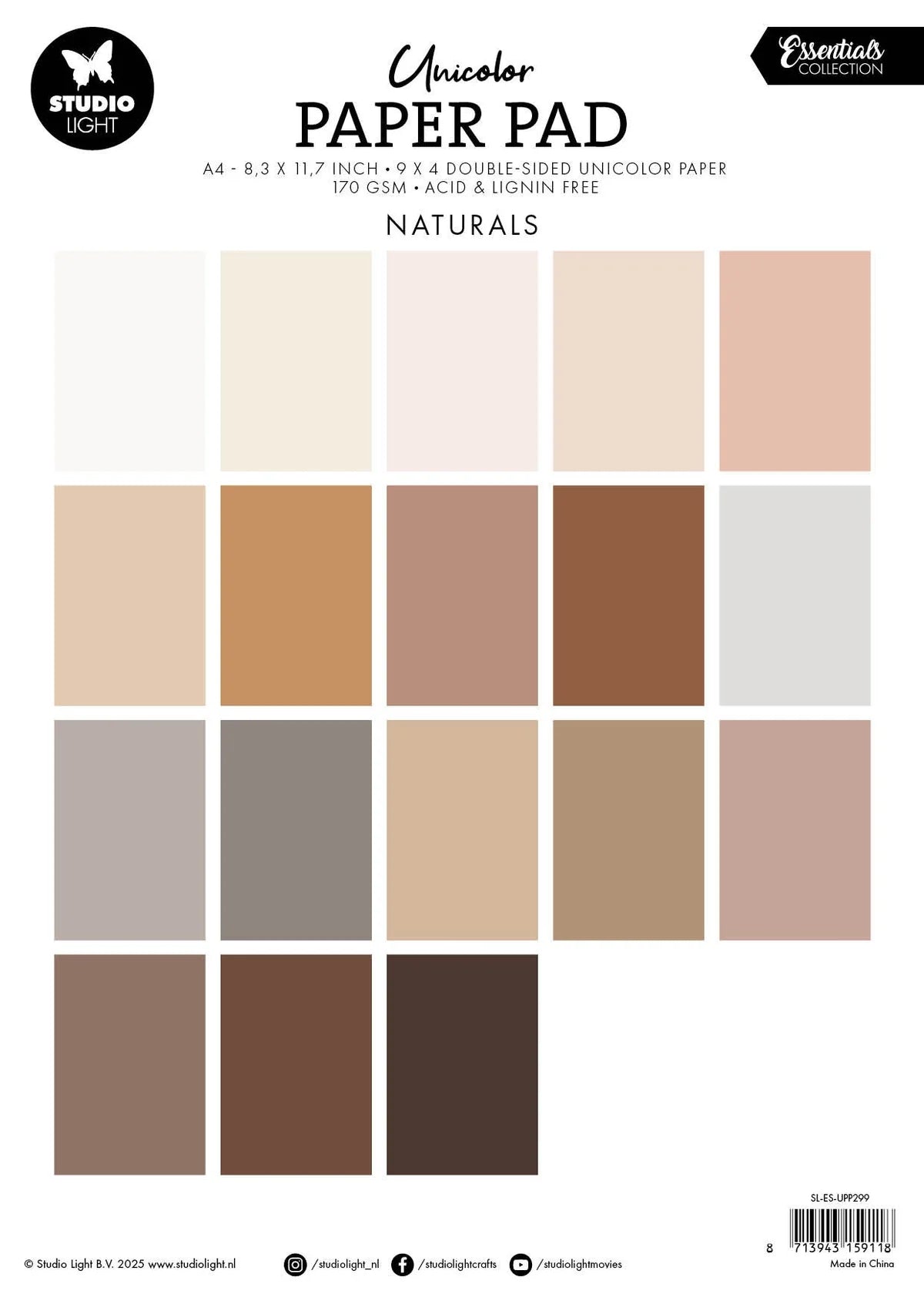 Unicolor Paper Pad Naturals Tones
