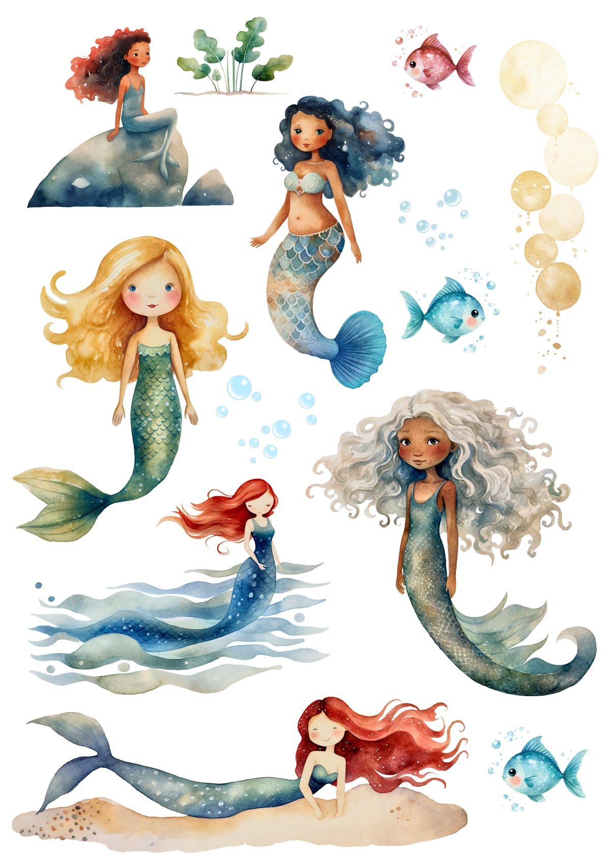Wet Transfers A4- Mermaids II