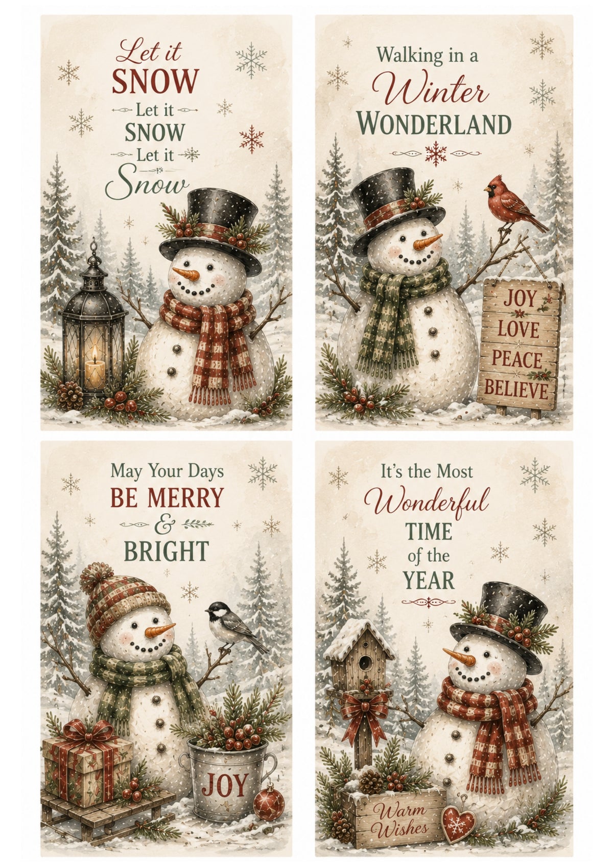 Wet Transfers A4- Snowmen Cards