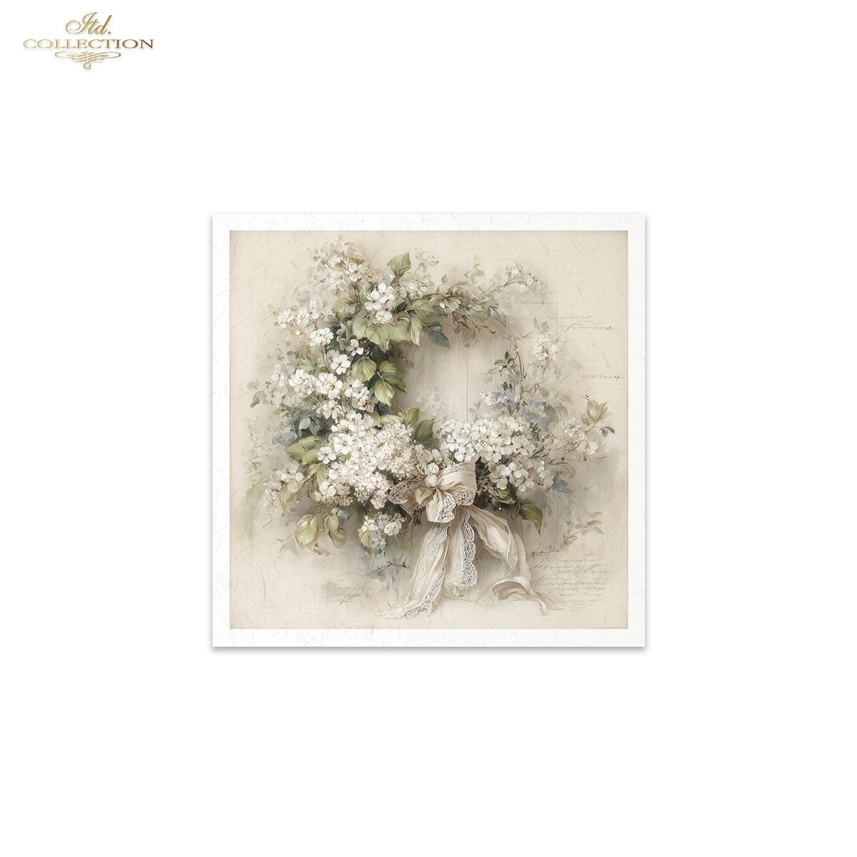 Decoupage Rice Paper Mini Set - White Floral Wreaths