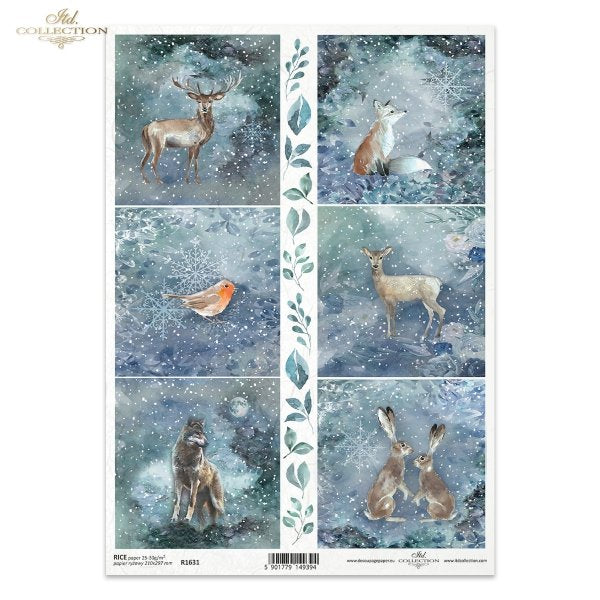 Decoupage Rice Paper - Winter Animals