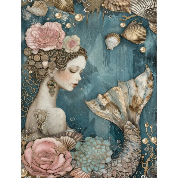 Decoupage Rice Paper Set of 6 - Mermaids