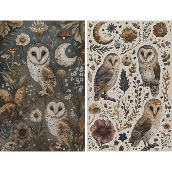 Decoupage Rice Paper Set of 6 - Forest Owls