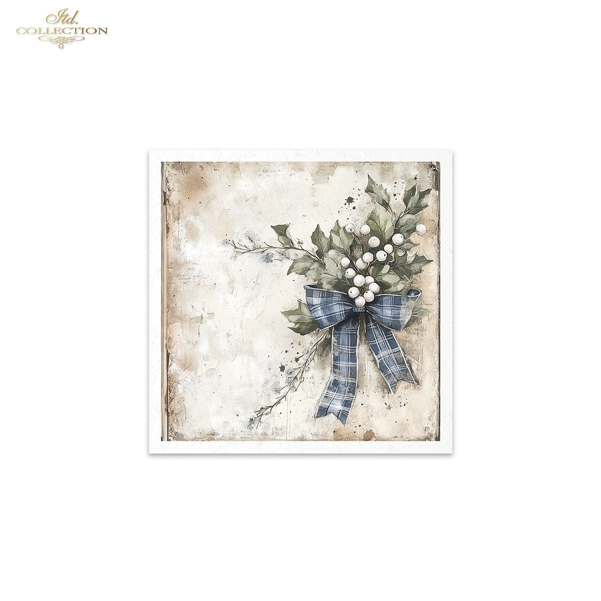 Decoupage Min Rice Paper Set - Blue Christmas Bows (Special Pre-Order)