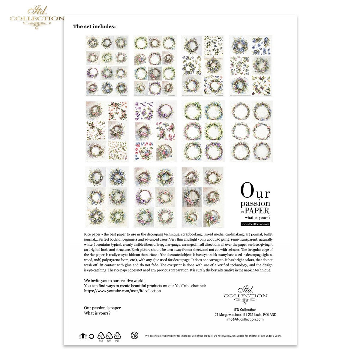 Special Order - ITD Collection Rice Paper Creative Kit - Spring Wreath 3D Effect