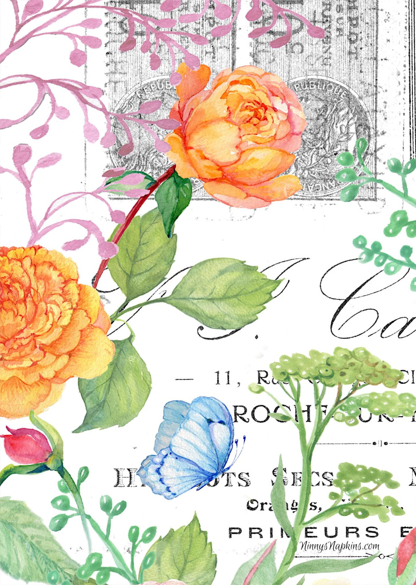 rice paper for decoupage Ninnys Napkins Garden Glory