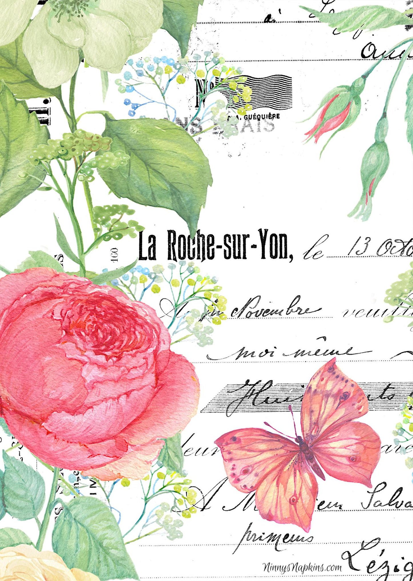 rice paper for decoupage Ninnys Napkins Garden Glory