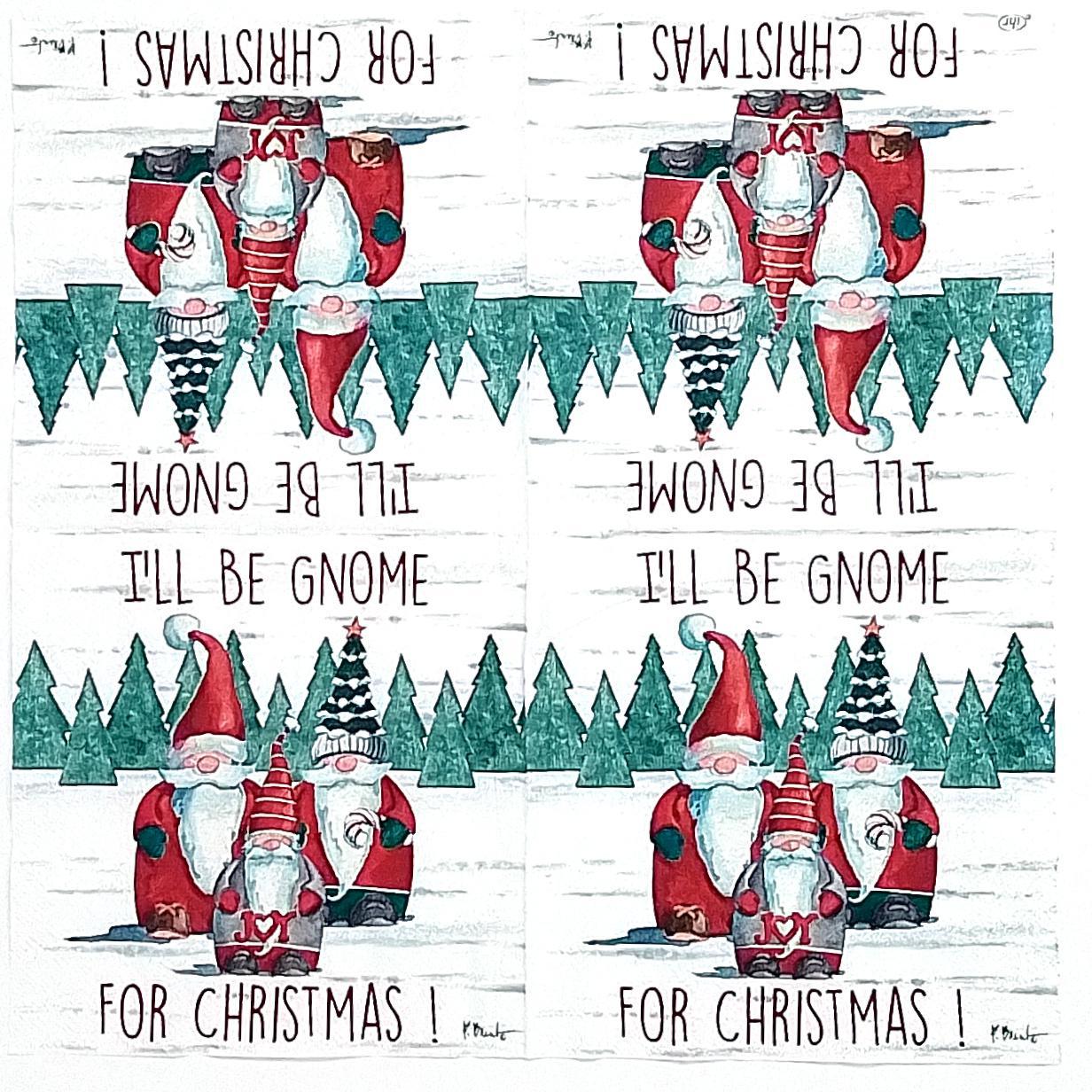 Decoupage Napkins 5"- Gnome For Christmas