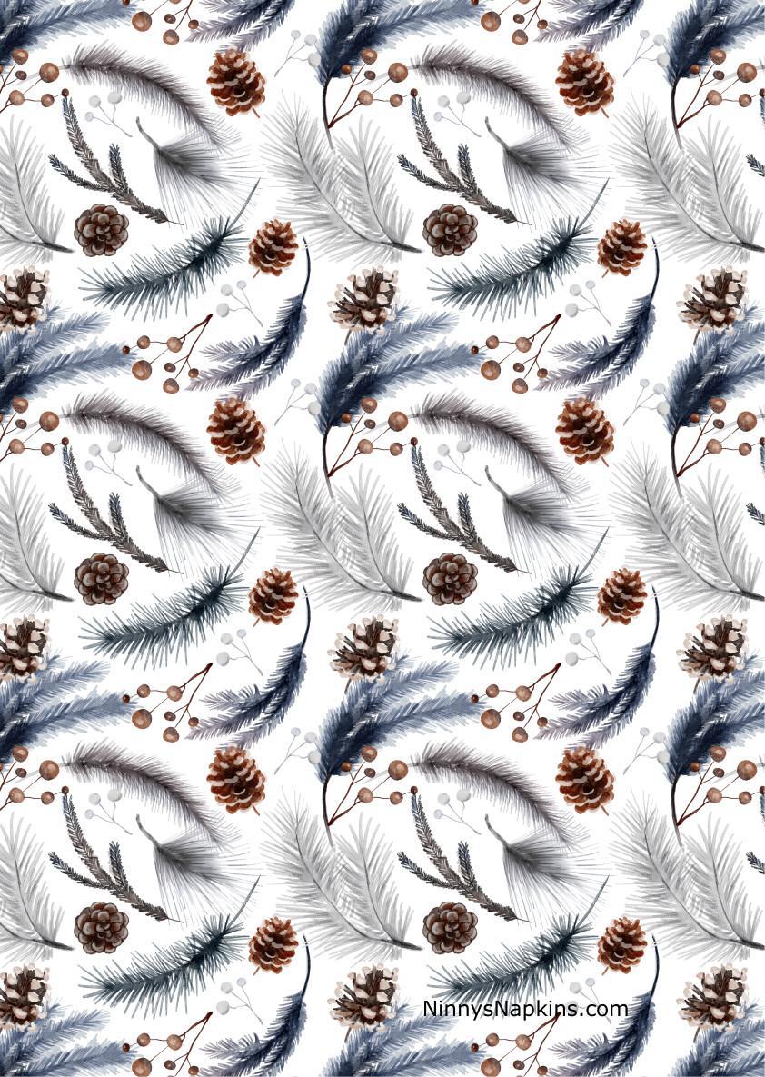 Ninny's Rice Paper A4 - Winter Pinecones